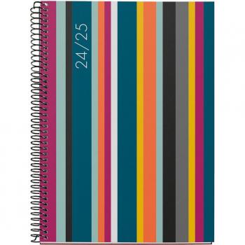 Agenda 18 meses 2024-2025 vista semanal Stripes Miquelrius - Negro multilingüe
