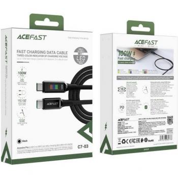 Acefast C7-03 100W USB-C to USB-C Cable with LED Display - Black (1.2m)