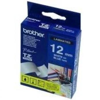 Cinta De Rotular Brother Laminada 8m 12mm Blanco Sobre Azul