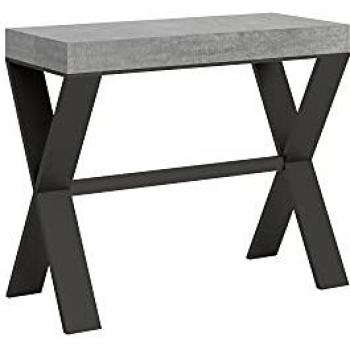 Consola extensible Xenia 90x40/300 cm en cemento con estructura antracita