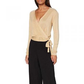 PIECES Pcalima LS Wrap Knit Suéter, Arena Tibia, S para Mujer
