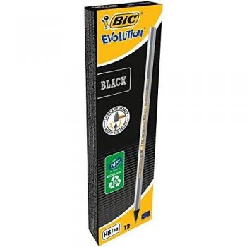 BIC Evolution Black HB Pencil - Eco-Friendly, No Eraser, 12 Pack
