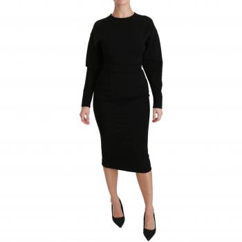 Dolce & Gabbana Black Bodycon Sheath Midi Stretch Dress - IT40|S, Size: XS