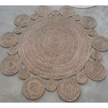 Alfombra DKD Home Decor Natural Poliéster Juncos 200 x 200 x 1 cm