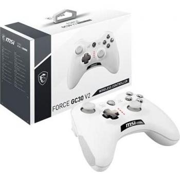 MSI Force GC30 Wireless Gaming Controller, White, USB 2.0, Dual Vibration, Compatible with PC, Android and Consoles
