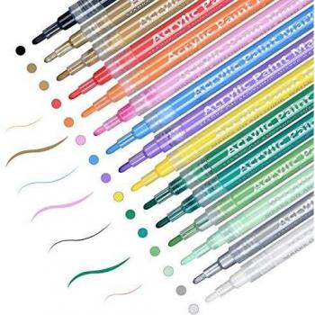 Vicloon Rotuladores de Pintura Acrílica, 6MM Rotuladores Permanentes de 15 Colores, Impermeable Rotuladores para Pintar en Plastico Piedras, Porcelana, Vidrio, Tela, Huevo de Pascua, DIY