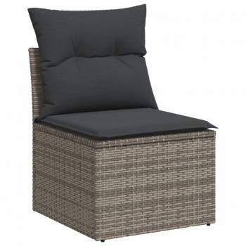 Sofá de jardín sin apoyabrazos con cojines Polyrattan Gris