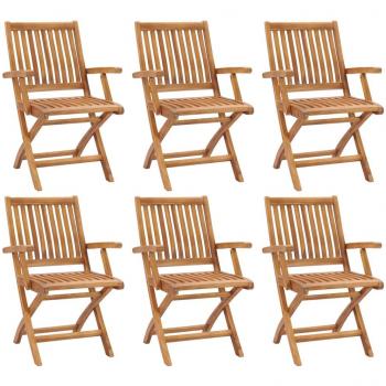 Folding Garden Chairs Set of 6 in Solid Teak Wood