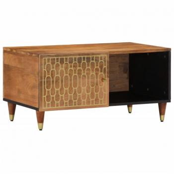 Mesa de centro de madera maciza de mango 80x50x40 cm Marrón