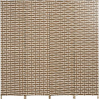 HOMCOM Biombo de 4 Paneles Plegable Separador de Ambientes Divisor de Habitación Marco de Madera de Pino y Pantallas de Fibra de Papel 180x180 cm Marrón y Blanco