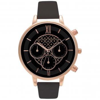 Reloj de Mujer Olivia Burton OB15CG44 (Ø 38 mm) - Diseño elegante, esfera dorada, correa de cuero marrón, resistente al agua hasta 30 metros, movimiento de cuarzo