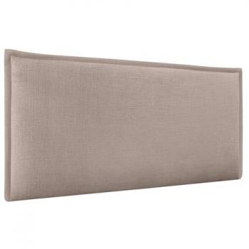 Cabecero de Lino Natural Liso con Ribete Cabezal Tapizado Cama Dormitorio Moderno (Tierra, 90cm)
