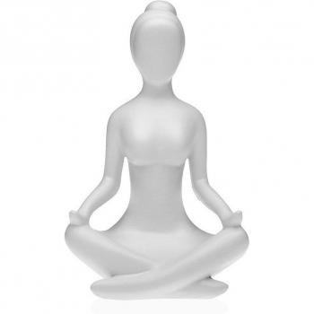 Figura Decorativa Yoga Blanco de Resina de 12 x 20 x 10 cm