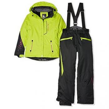 Peak Mountain Gamic Girls' Ski Suit - Light Green/Black, Age 10 (140 cm)
