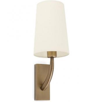 Lámpara de pared Rem con pantalla, cuerpo de acero y tela, color oro viejo mate/beige, E27