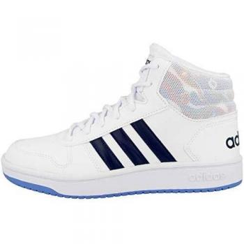 Adidas Schuhe Hoops 2.0 K Mid Footwear White-Dark Blue-Real Blue