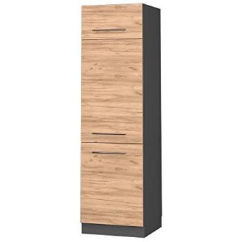 Armario Empotrado para Frigorífico Fame-Line, Roble Dorado y Antracita, 60 cm