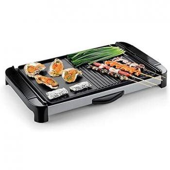 Plancha Grill Eléctrica 60X35 Triple capa cerámica Antiadherente Barbacoa Doble zona Salida de grasas Cocina saludable