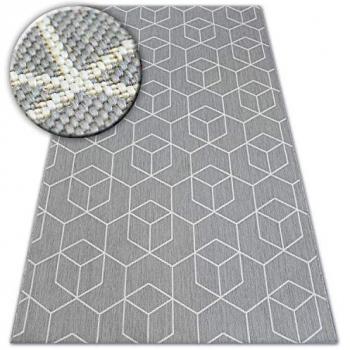 Alfombra plana de cuerda sisal 3D Cubos Gris 160x230 cm