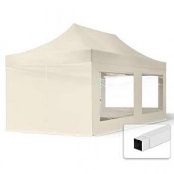 Carpa plegable TOOLPORT 3x6m de acero con paneles laterales panorámicos, color crema