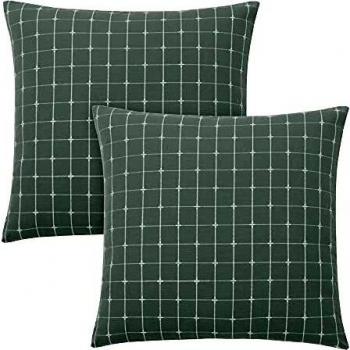 Amazon Brand - Umi Fundas de Cojin para Sofa Modernos Cubierta Color Liso 2 Piezas 40x40cm Verde