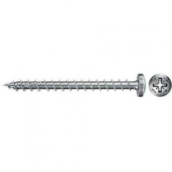 Tornillo Fischer Power-Fast II 4,5x50 mm con cabeza redonda, engarce PZ, rosca total y cincado - Paquete de 200 unidades