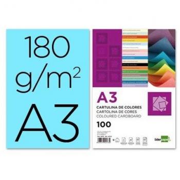 Liderpapel 180G/M2 - Cartulina, A3, Azul
