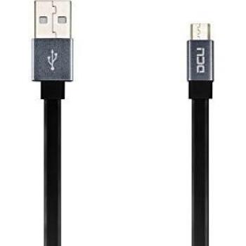 DCU TECNOLOGIC - Conexion USB A-Micro USB Plano Aluminio Negro 20 Cm