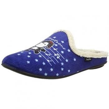 Sheepworld 320427 - Zapatillas de estar por casa de material sintético para mujer, color azul, talla 36