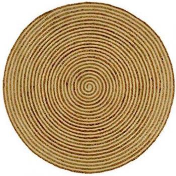 vidaXL Alfombra Tejida a Mano de Yute Trenzado Felpudo Moqueta Hogar Decoración Interior Exterior Hogar Casa Tapete Esterilla 120 cm Espirales Blanco