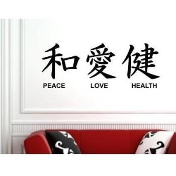 Paz amor salud japonés Kanji vinilo pared dodoskinz citas refranes palabras arte decoración arte de pared vinilo letras inspiración Uplifting