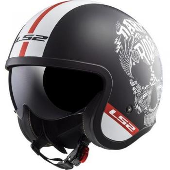 LS2 NC Casco per Moto, Hombre, Negro/Blanco/Rojo, XS