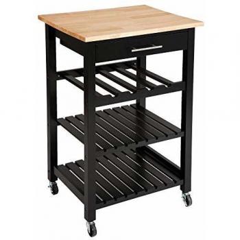 Carrito auxiliar de madera 4 niveles Claude negro