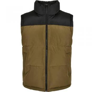 Urban Classics Men's Block Puffer Vest - Black/Olive Green XL