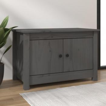 Zapatero de madera maciza de pino gris 70x38x45,5 cm