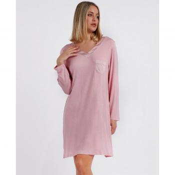 Admas Classic Mujer Camisón Manga Larga Satin Bands Rosa