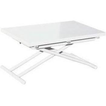 Mesa de Centro Up & Down Elevable y Extensible en Color Blanco, Ajustable a 4 Posiciones - Medidas 49-76x100x50 cm