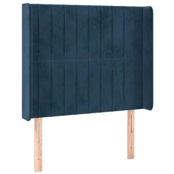 Cabecero con orejas de terciopelo azul oscuro 83x16x118/128 cm
