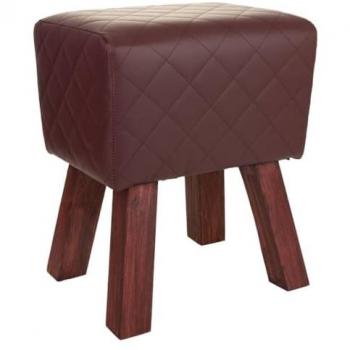 Taburete tapizado marrón 36x30x47h cm de estilo Art Deco WANDERLUST DECO