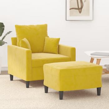 Sillón con reposapiés amarillo de terciopelo 60 cm