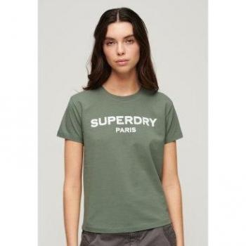 Camiseta de Manga Corta Sport Luxe Graphic Fitted Verde para Mujer de Superdry