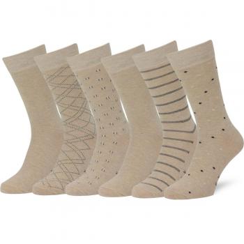 Easton Marlowe 6 PR Calcetines Sutilmente Estampados Hombre - 6pk #4-8, arena beige - 39-42 talla de calzado UE