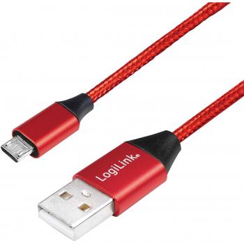 Cable de carga y sincronización LogiLink USB 2.0, USB-A a micro-USB, 1,0 m, color rojo