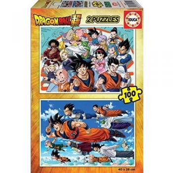 Educa Borrás-2X100 2 100 piezas, puzzle infantil Dragon Ball, color variado,