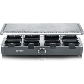 Severin RG 2378 Raclette Grill con Piedra Natural, 1700 W, para 8 Personas, Sartenes Antiadherentes, Color Negro