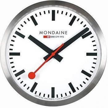 Mondaine Reloj Pared Moderno en Color Plata, A995.Clock.16SBB, 40 CM