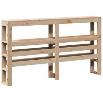 Cabecero de cama con estantes madera maciza de pino 140 cm Marrón
