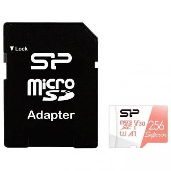 Tarjeta de Memoria MicroSDXC Silicon Power Superior 256GB V30 UHS-I U3 A1 + Adaptador