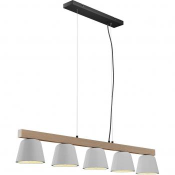 Lámpara colgante Lucande Kalinda, gris, hormigón, 110,5 cm de largo, E14