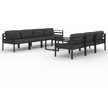 8-Piece Anthracite Aluminum Garden Lounge Set with Cushions
